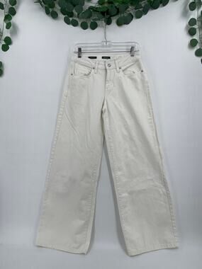 Wild Fable Off White Low Rise Baggy Wide Leg Zipper Denim Jeans Size 4/R